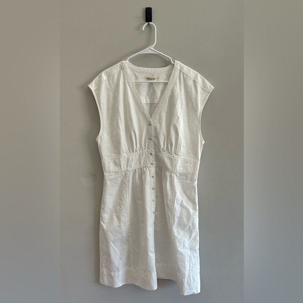 New Madewell Denim Cap-Sleeve Button-Front Dress … - image 4